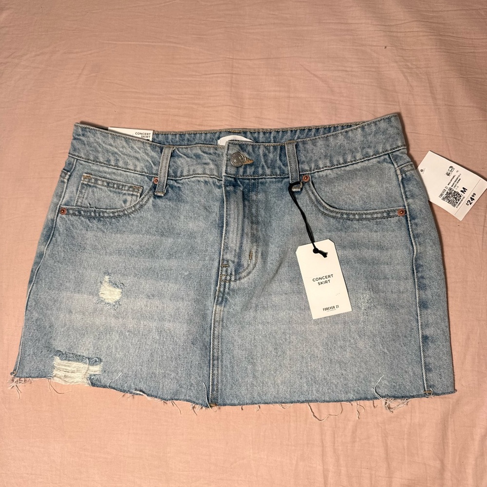 Forever 21 Distressed Denim Mini Skirt